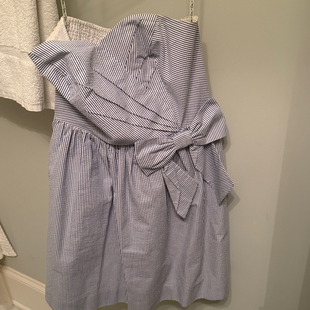 LILLY PULITZER Henrietta Striped Seersucker Strapless Fit and Flare Dress - Sz M